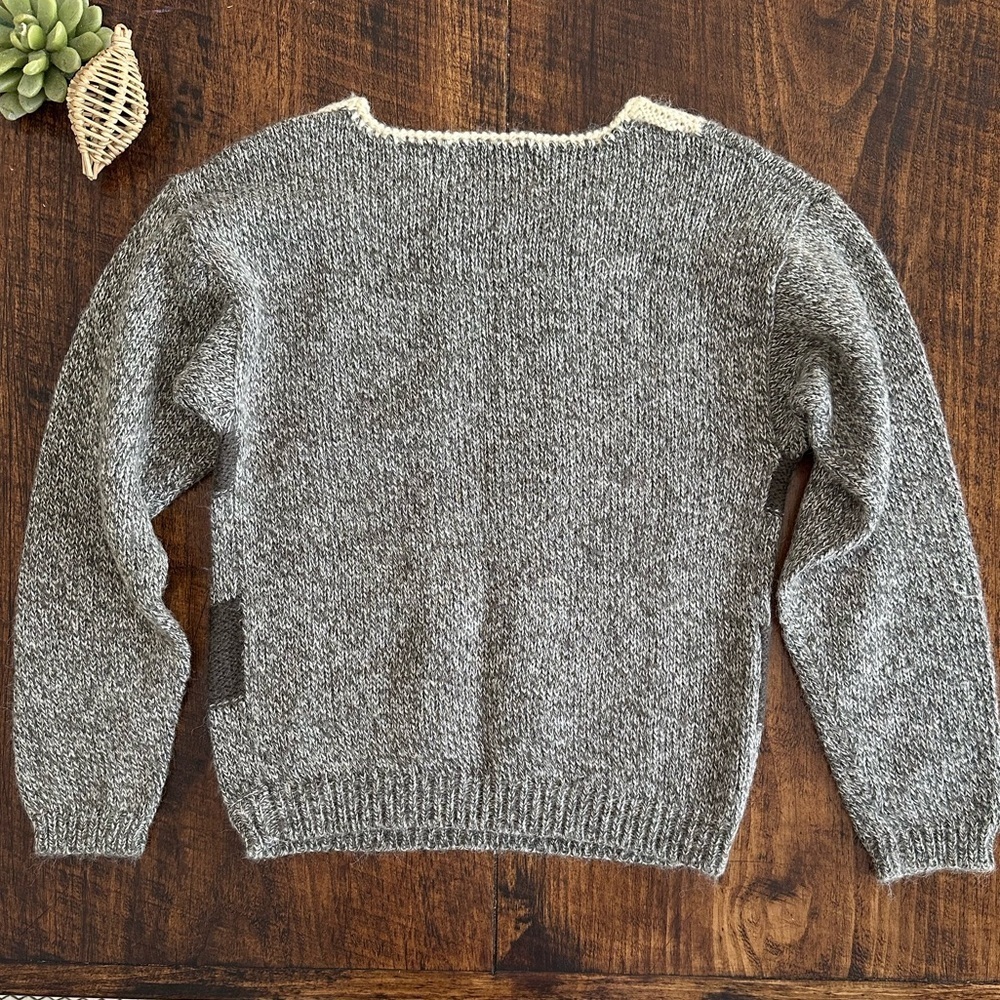 Kitty Hawk | 80s Brown & Cream Cabincore Buffalo Plaid Crewneck Sweater, Size S - Picture 2 of 6